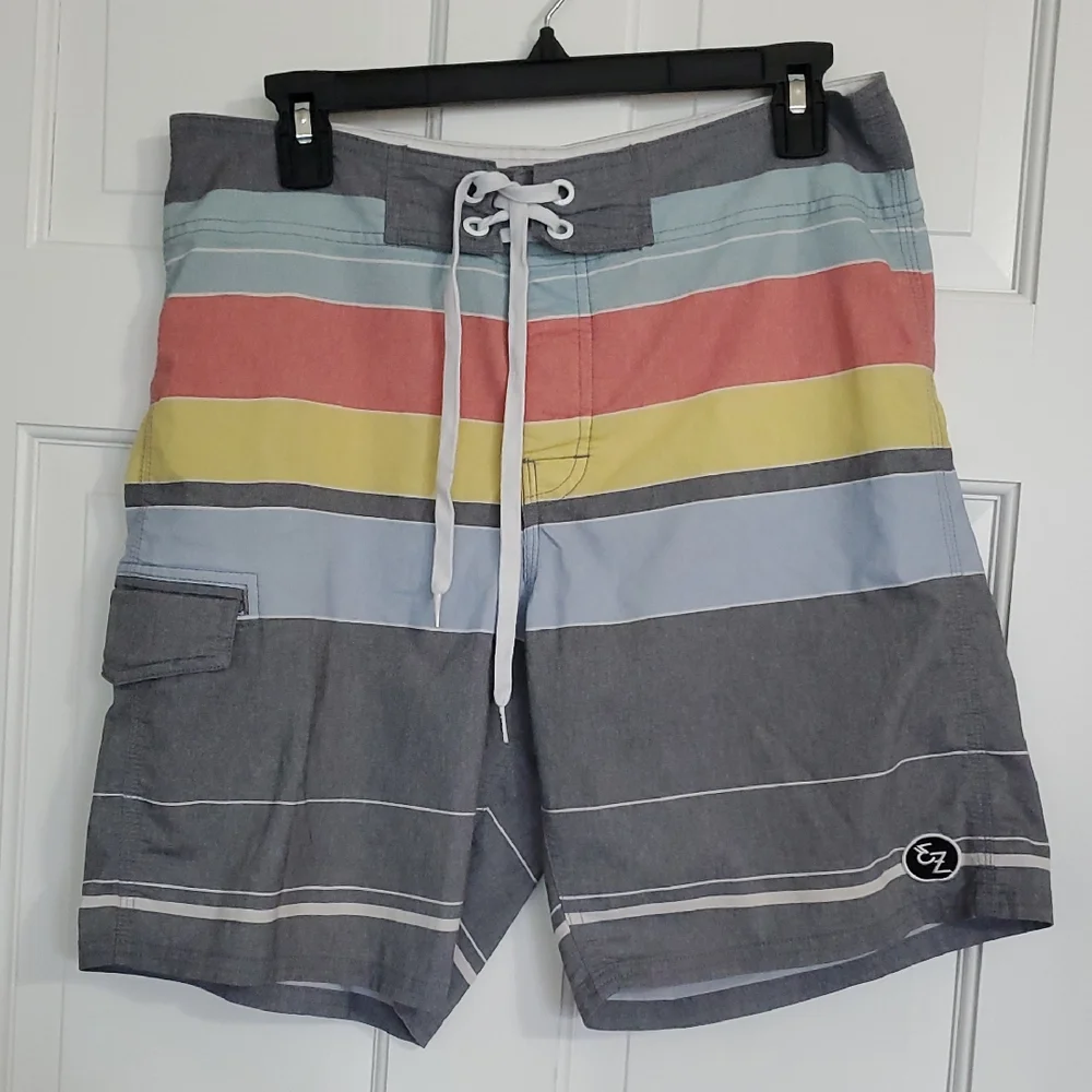 Ezekiel Men's Striped Board Shorts - Multicolor Sz 30